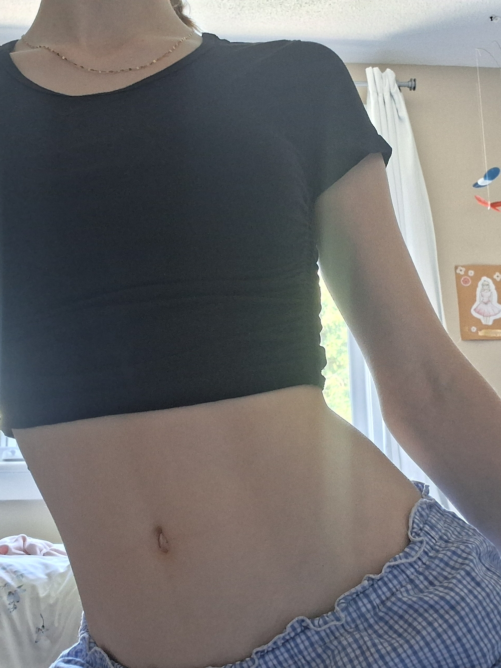 TNA Black Short Sleeve Cropped Tee